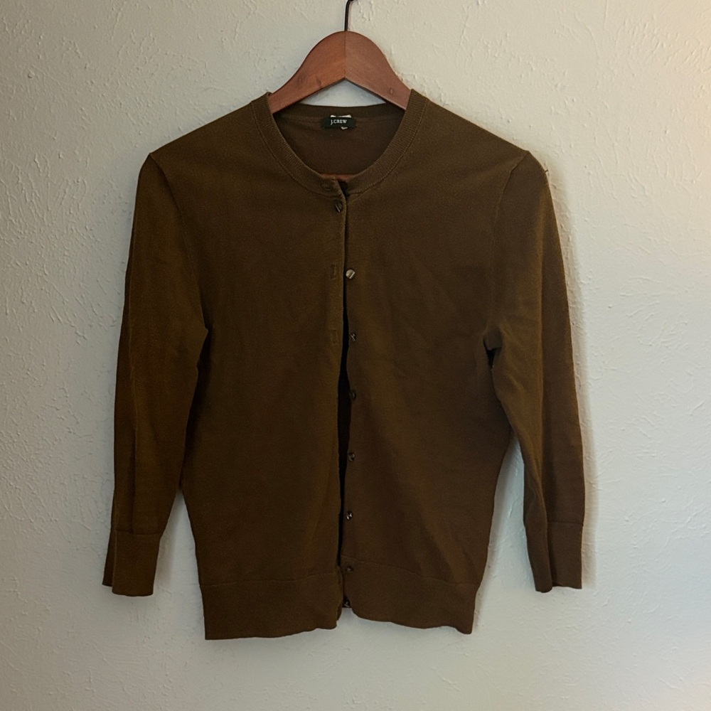 JCrew Brown Jackie Button-up Sweater